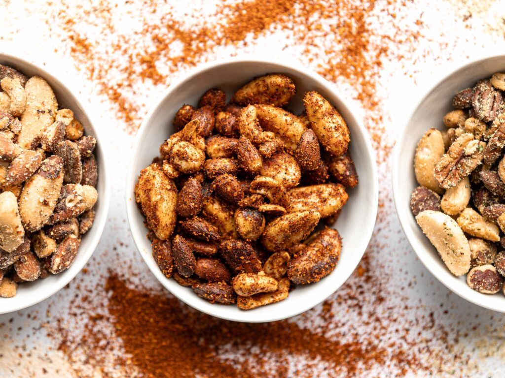 seasoned nuts in bowls
